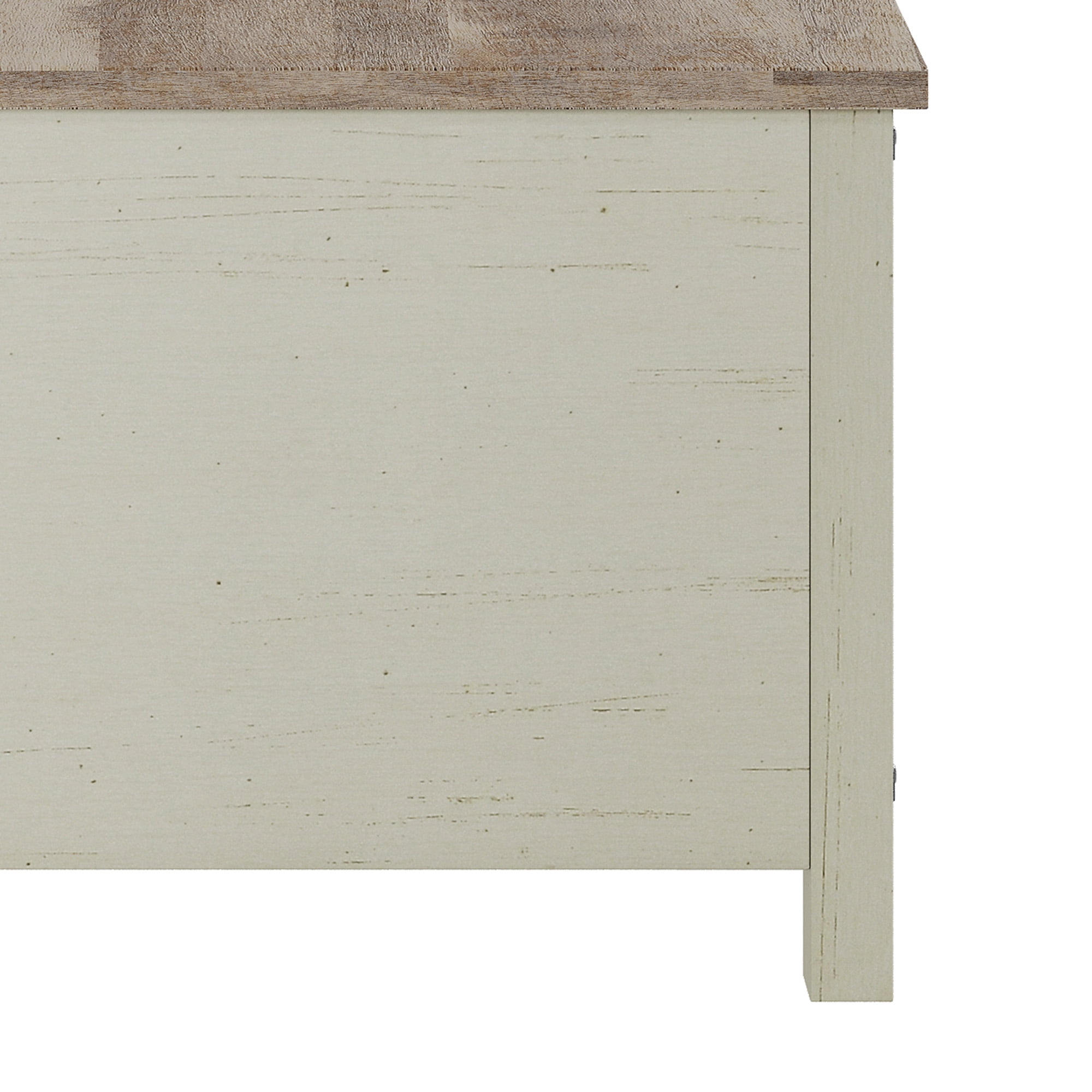 Uforic Farmhouse Lift Top Coffee Table with Storage & Power Outlets, Off-White