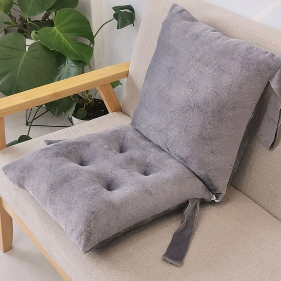 Lying Chair Cushion with Backrest, Car and Office Seat Support, Adjustable Rectangular Seat Pad for Long Sitting Comfort, Removable and Soft Polyester Fiber Cotton Gray