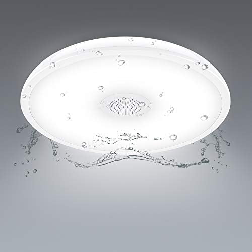 Vo Waterproof Ceiling Light Fixture Ip65 Led Lamp For Bathroom With Bluetooth Speaker And Color Change 6500k Daylight 18w 150w Equivalent 1600lm Kitchen Laundry Ha Com Vo Waterproof Ceiling Light Fixture, How To Change A Bathroom Ceiling Light Fixture
