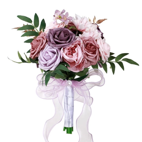 Zhuge Pink Purple Bridesmaid Wedding Bouquets, Elegant Floral Bouquets Ideal for Wedding Ceremonies, Anniversaries & Homecomings