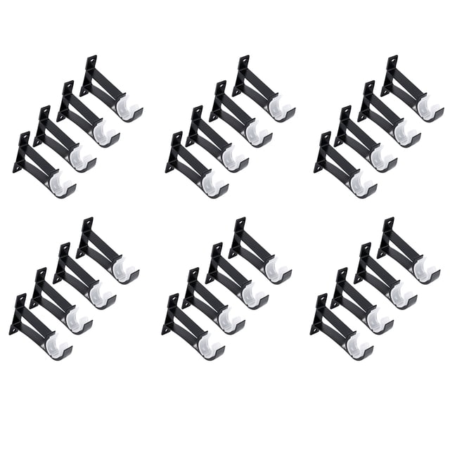 24 Pack Single Curtain Rod Brackets for Drapery Rod Aluminum Alloy Heavy Duty Curtain Rod Holders (Black)