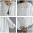 thumbnail image 4 of Vestido de encaje floral para mujer Vestido elegante de manga corta con cuello en O Eccomum Blanco, 4 of 7