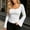 White, variant on BRGZLK Bell Long Sleeve Shirts for Women Trendy Soft Stretchy Ribbed Knit Square Neck Slim Fit Tops for Going Out Casual Fall Winter Outfits Army Green S