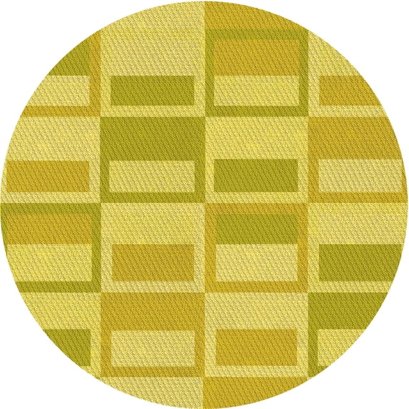 Ahgly Company Indoor Round Patterned Golden Yellow Area Rugs, 8' Round