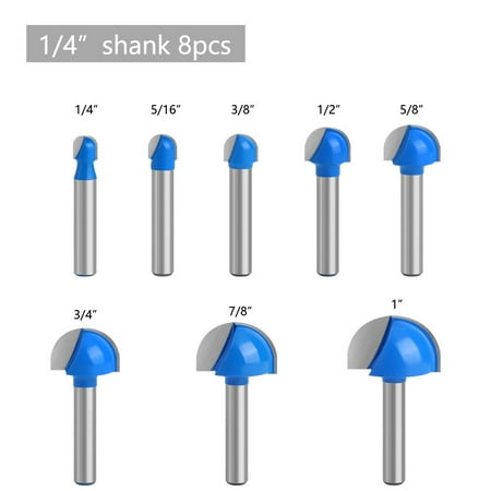 

BAMILL 8 Pieces Woodworking Milling Cutters 1/4 Shank Blue Cutting Tool Milling Cutters