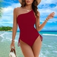 thumbnail image 4 of Hfnxid Women's 1 Piece Swimsuits One Shoulder Swimming Tank Top Lightwight Backless Bathing Suits Summer Going Out Vacation Swimwear Red XL, 4 of 10