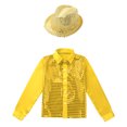 thumbnail image 5 of Niños chicos espectáculo de danza de Jazz actuación Hip Hop Festival disfraces lentejuelas brillantes camisa de manga larga con cuello de solapa con sombrero Fedora, 5 of 5