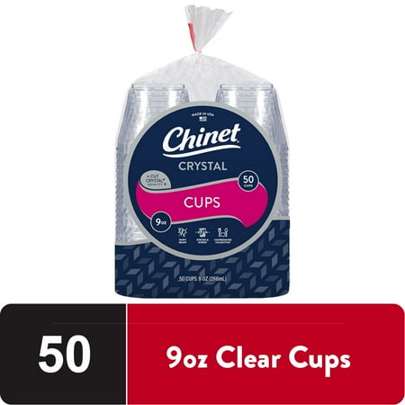 Chinet Crystal Clear Plastic Cups, 9 oz, 50 Count