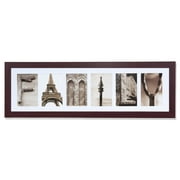 Imagine Letters 6-opening 4"X6" Whie Matted Brown Photo Collage wooden Frame with word FAMILY