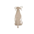 thumbnail image 3 of BLISSFUL STEP Chaussures pour Femmes Sandales à Talon Aiguille Haut à Bride Cheville à Nouer Bout Ouvert en Faux Suède Beige 10, 3 of 8