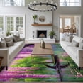 thumbnail image 3 of 5x8 Area Rugs for Living Room, Purple Vine Flowers Non Slip Area Rugs for Kitchen Bedroom Entryway, Spring Tree Lake Boat Retro Oil Painting Washable Carpet Runner Rug Floor Mats for Bedroom, 3 of 8
