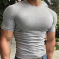 thumbnail image 4 of Short Sleeve Compression Shirts for Men, Quick Dry Cool Men's Compression T-Shirt, Athletic Workout Base Layer Gray, 4 of 7