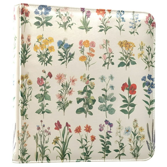 FORMRS 3 Ring Photo Album 4"x6" Self Adhesive Large Capacity PU Leather Cover, Red Floral