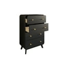 thumbnail image 7 of Castle Place Mid-Century 4 Drawer Wooden Dresser, Black, 7 of 7