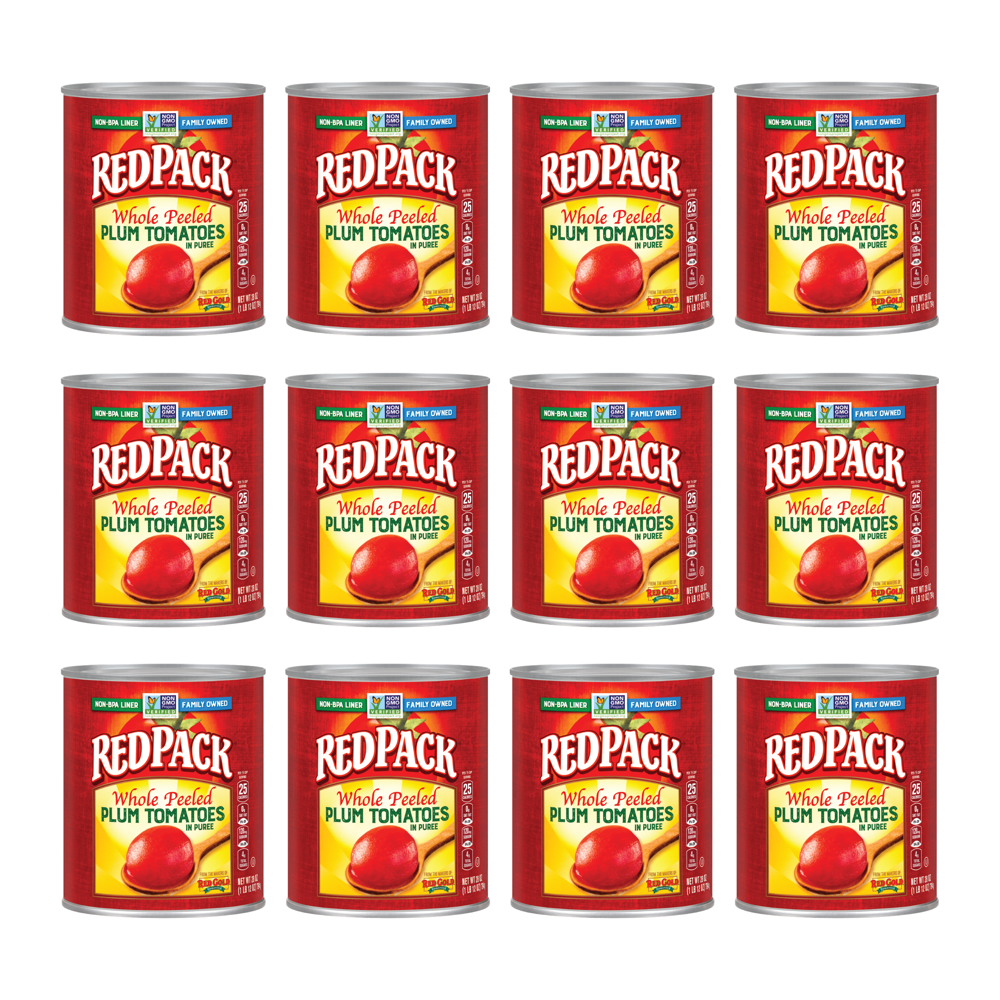 Redpack Whole Peeled Plum Tomatoes in Puree, Kosher and Gluten Free, 28