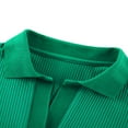 thumbnail image 3 of Women Rib Knit Tops Long Sleeve Lapel V Neck Solid Color T-Shirts, 3 of 6