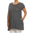 thumbnail image 3 of Women's Plus Size Side Pockets Polka Dot Short Sleeves Relaxed Tunic Tee Top, 3 of 4