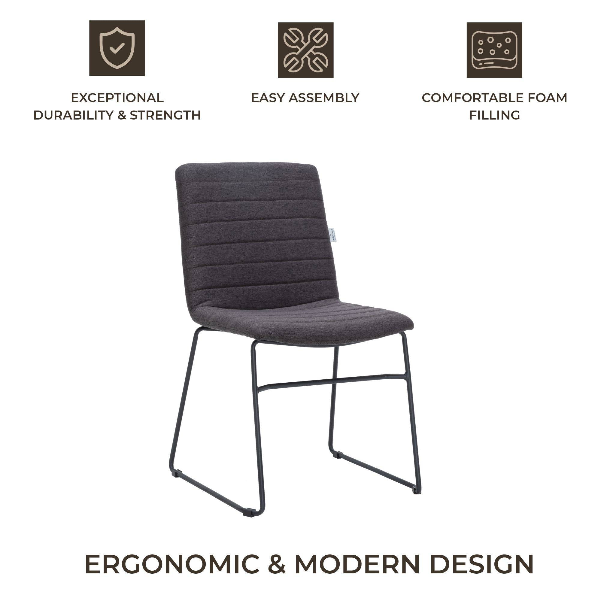 LeisureMod Ergonomic Office Chair Upholstered Guest Side Chair Padded Seat and Back Desk Chair with Powder-Coated Stainless Steel Base Zylar Collection in Brown