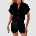 thumbnail image 2 of LIUJUNSHOP Womens Summer Work Blouse V Neck Short Sleeve Lapel Shirt Top Tunic, 2 of 5