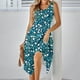 thumbnail image 5 of Vestido de Verano para Mujeres sin Mangas Cuello Redondo Impreso Vestido Casual de Bolsillo con Doblado Irregular, Vestido de Poliéster Ligero para la Primavera Y el Verano de Uso Diario, Vacaciones, 5 of 9