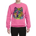 thumbnail image 3 of Colorful Majestic Neon Atric Wolf | Dean Russo Art Animal Lover Unisex Crewneck Sweatshirt, Neon Pink, 2XL, 3 of 5
