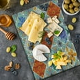 thumbnail image 5 of Country Cutting Board, Patchwork with Heart and Swirling Flower Pattern with Folkloric Feminine Details, Decorative Tempered Glass Cutting and Serving Board, Large Size, Multicolor, by Ambesonne, 5 of 5