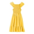 thumbnail image 4 of Girls Sundresses for Beach VacatiNew Girl's 2025 Summer Dresses Double Pleated Ruffle Sleeve a Line Sundresses Mini Casual Party Dresses Yellow 3 Years, 4 of 8