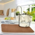 thumbnail image 5 of Dish Drying Mat for Kitchen Counter | Reversible, Super Absorbent & Hanging | 16x18 / 18x24 Inch (S/M)，Brown, 5 of 8