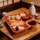 thumbnail image 1 of Bandeja para dumplings de estilo japonés con compartimento para vinagre y hueco para salsa | Plato dividido para mojar sushi, gyozas, snacks y aperitivos, 1 of 5