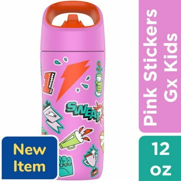 Gatorade Gx Kids Pink Sticker Stainless Steel Water Bottle 12 oz