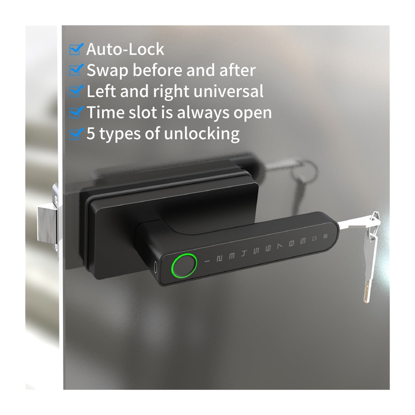 Smart Aluminum Alloy Glass Door Knobs Rotation Lock with Handle Metal Knob for Bedroom Bathroom ,Smart and Safe