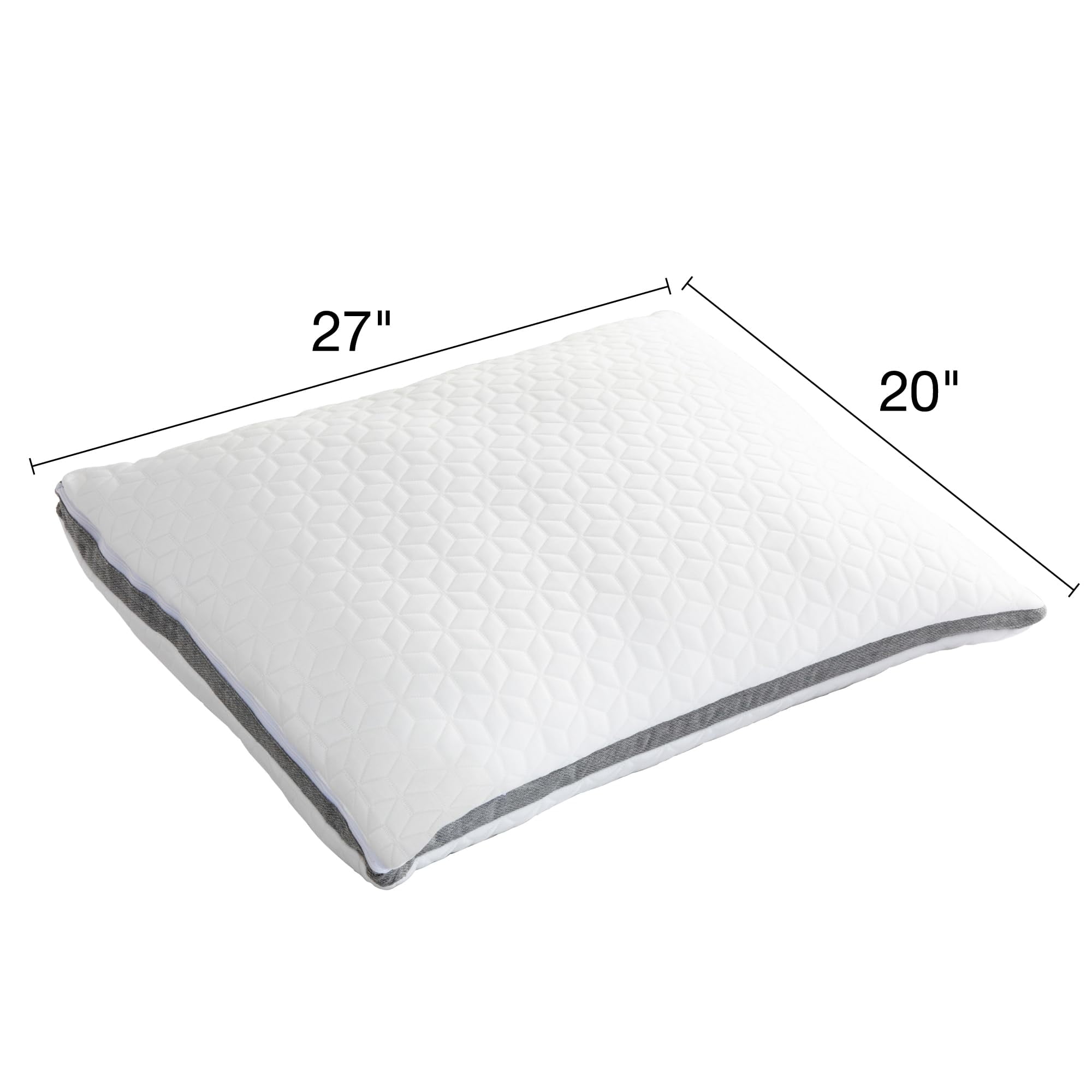Brookstone X McCaffrey Dual Comfort Cooling Memory Foam Pillow - Sleep like a Pro - Adaptive BioSense Foam, Cool Touch Cover for Faster Sleep, Easy Care Machine Washable, 27'' x 20'' - White