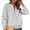 Gray, variant on Women's Quilted Half Zip Top Mock Neck Long Sleeve Casual Loose Cropped Sweatshirt Textured Blouse, Brown XXL