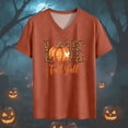 thumbnail image 5 of CAUYDY Women's Fall Halloween V Neck Shirt Lady Graphic Tee Short Sleeve Vintage Funny Family Party Matching Casual Holiday Tops Spooky Season Tee Orange Sizes 3XL, 5 of 5