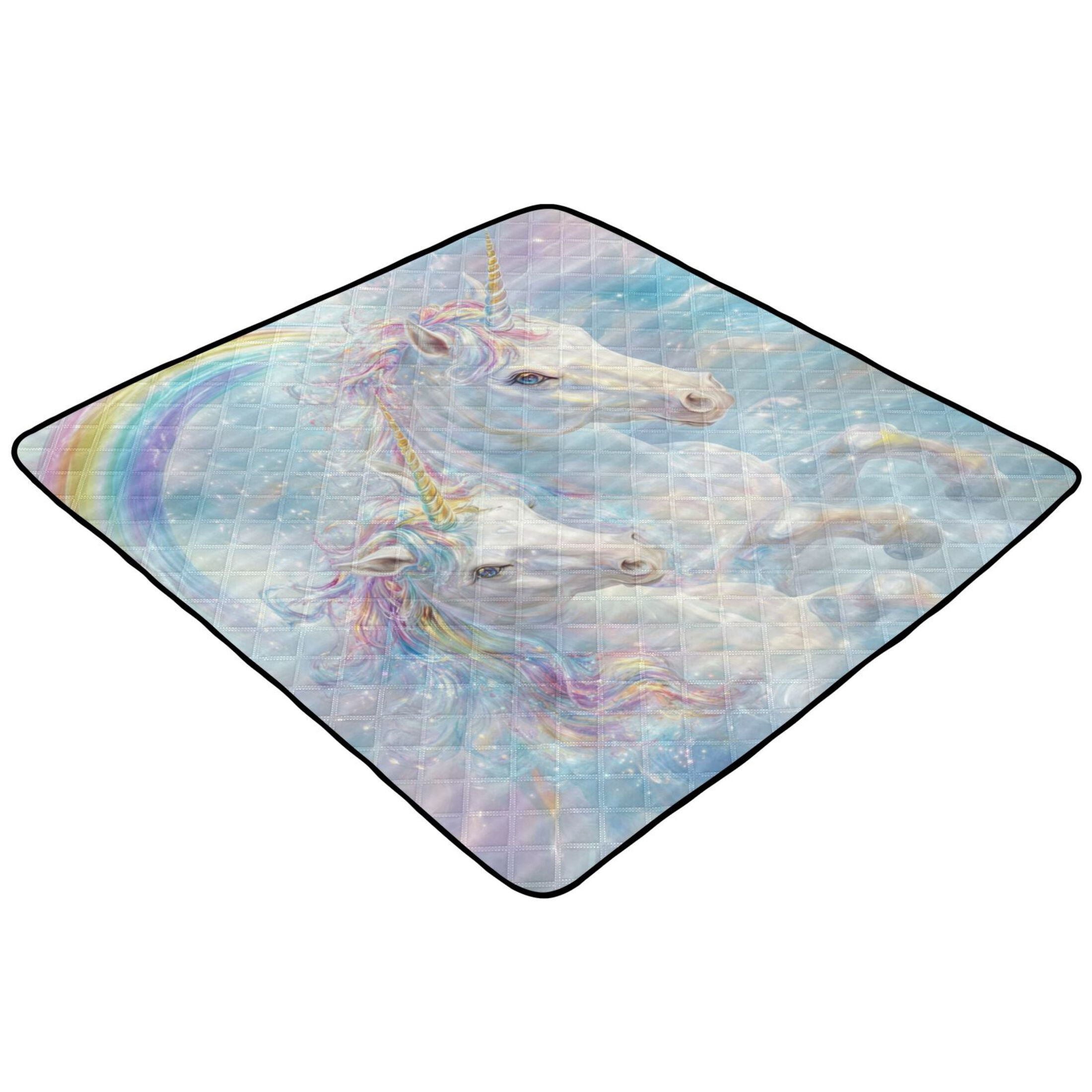 WOBOGO Rainbow Unicorns Baby Playmats Extra Large Waterproof Rollable Activity Pads for Toddlers 50×50inch