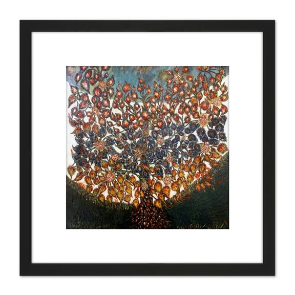 Louis Seraphine Senlis Tree Of Life Painting 8X8 Inch Square Wooden Framed Wall Art Print Picture with Mount
