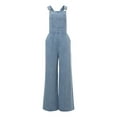 thumbnail image 5 of FOCUSNORM Womens Jumpsuits Spaghetti Straps Solid Loose Long Pants with Pockets, 5 of 7