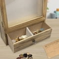 thumbnail image 2 of Xinhao 3.2" Deep Shadow Box Frame with Drawer & Glass Front, Rustic Brown Wood Display Case for Memorabilia, Photos, and Medals, 2 of 7