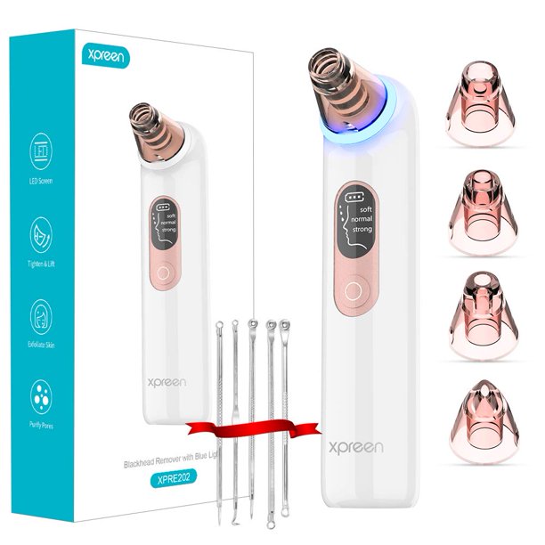 Blackhead Remover Vacuum, Xpreen Pore Vacuum with Blue Light, Pore