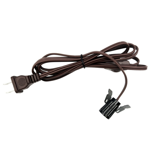 National Artcraft® 6' Replacement Lamp Cord with Clip-In Candelabra Socket, Rotary Switch and Molded End Plug - Brown (Pkg/1)