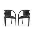 thumbnail image 2 of (2 pack) Emma + Oliver Indoor/Outdoor Stacking Rattan Restaurant Patio Chairs, Set of 2, Black, 2 of 12
