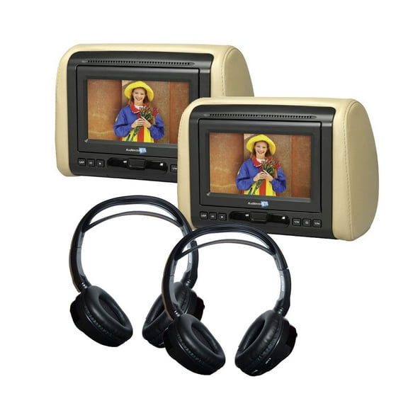 (2) 7" DVD Headrest Monitor Systems with (2) Headphones