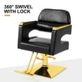 thumbnail image 3 of Artist hand Black & Gold Hydraulic Barber Chair Heavy Duty Salon Beauty Hair Stylist 360°Swivel, 3 of 14