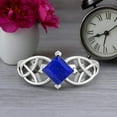 thumbnail image 5 of 5mm Square Shape Natural Lapis 925 Silver Celtic Women Valentines Day Gifts Ring, 5 of 7