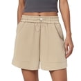 thumbnail image 2 of Lixiuxyad Womens Casual Shorts Shorts Women Plus Size Wide Leg Casual Shorts Elastic High Waisted Cute Shorts Summer Shorts Comfy Shorts Gym Shorts,Beige S, 2 of 5