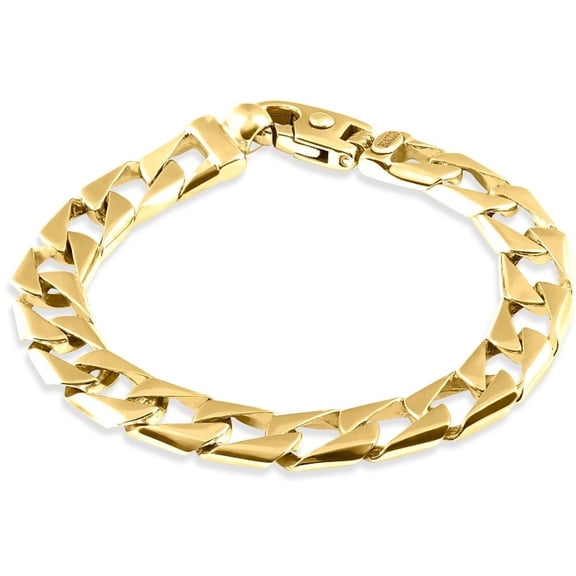 Pompeii Men's Wide Square Curb 14k Gold (46gram) or Platinum (74gram) 10.5mm Link Bracelet