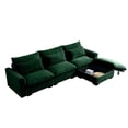 thumbnail image 4 of 122" Corduroy Sectional Sofa,  L Shaped Couch with Storage Footstool & 3 Pillow, Sectional Couch for Living Room Apartment, Green, 4 of 9