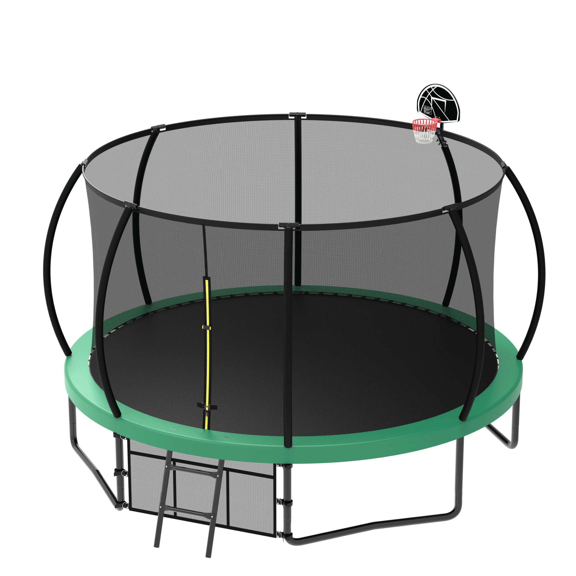 12FT Trampoline for Kids,Outdoor Recreational Trampolines with Safety Enclosure Net & Ladder,Green