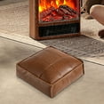 thumbnail image 5 of Pouf Ottoman, Unstuffed Pouf Cover, Handmade Faux Pu Leather Square Ottoman,Comfortable Soft Seating for Living Room & Bedroom, Brown A, 5 of 7