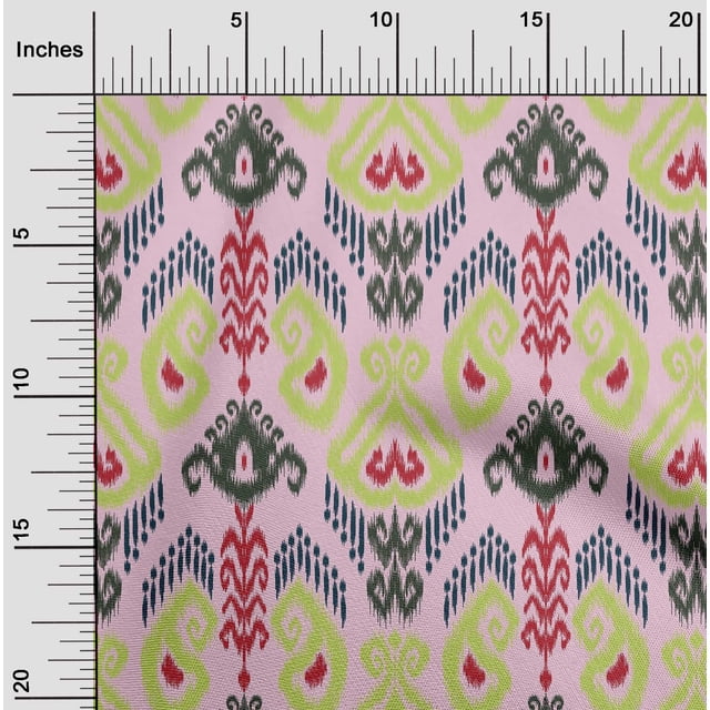 oneOone Tissu Georgette Viscose Imprimé Tourbillon & Paisley Ikat au Mètre 42 Pouces de Large